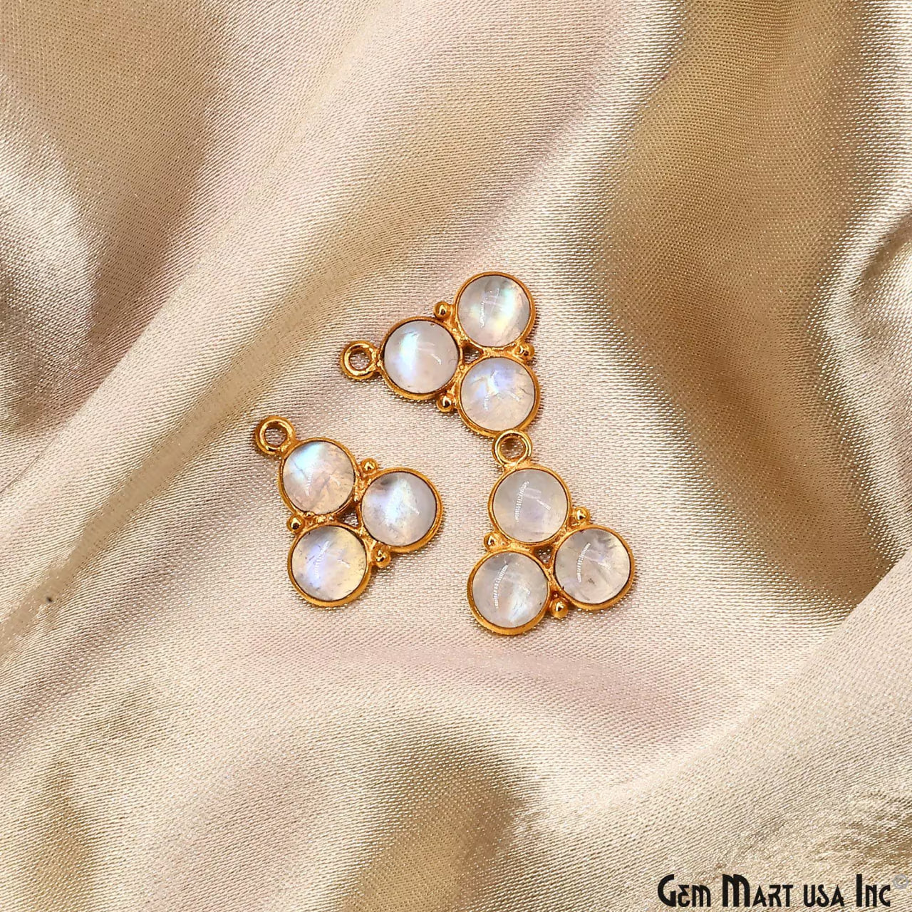 Rainbow Moonstone Gemstone 16x14mm Prong Setting Gold Plated Component Connector (Copy)