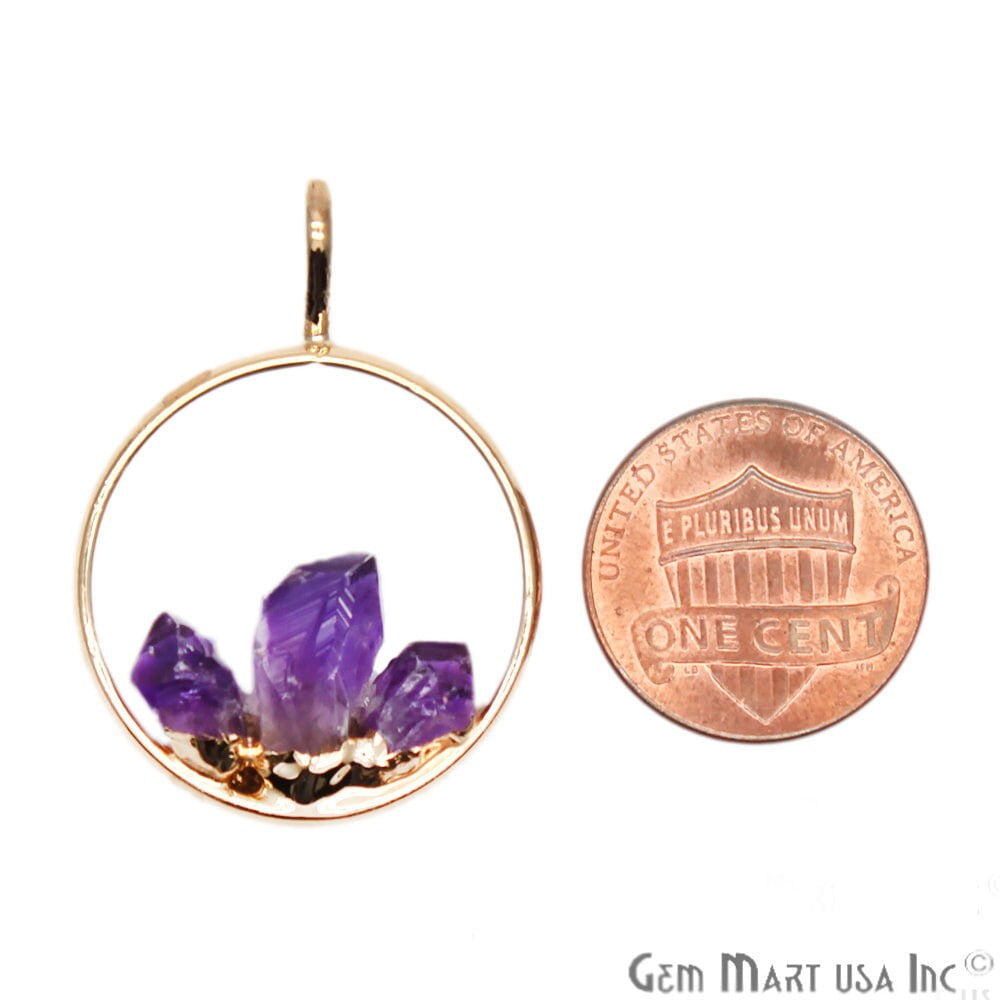 DIY Stalagmite Amethyst Triple Point Gold Plated Necklace Pendant