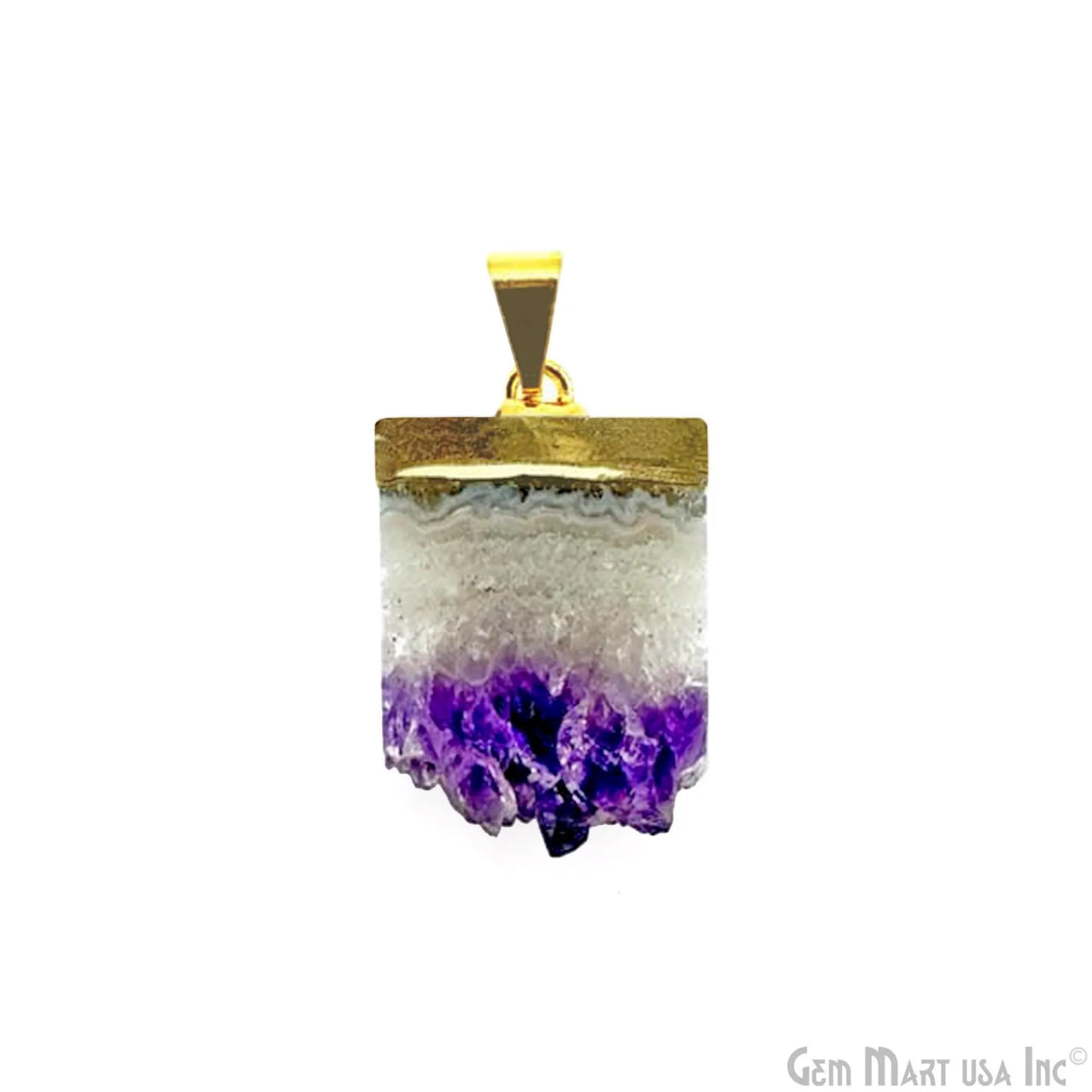 Amethyst Free Form 37x15mm Gold Electroplated Single Bail Gemstone Pendant