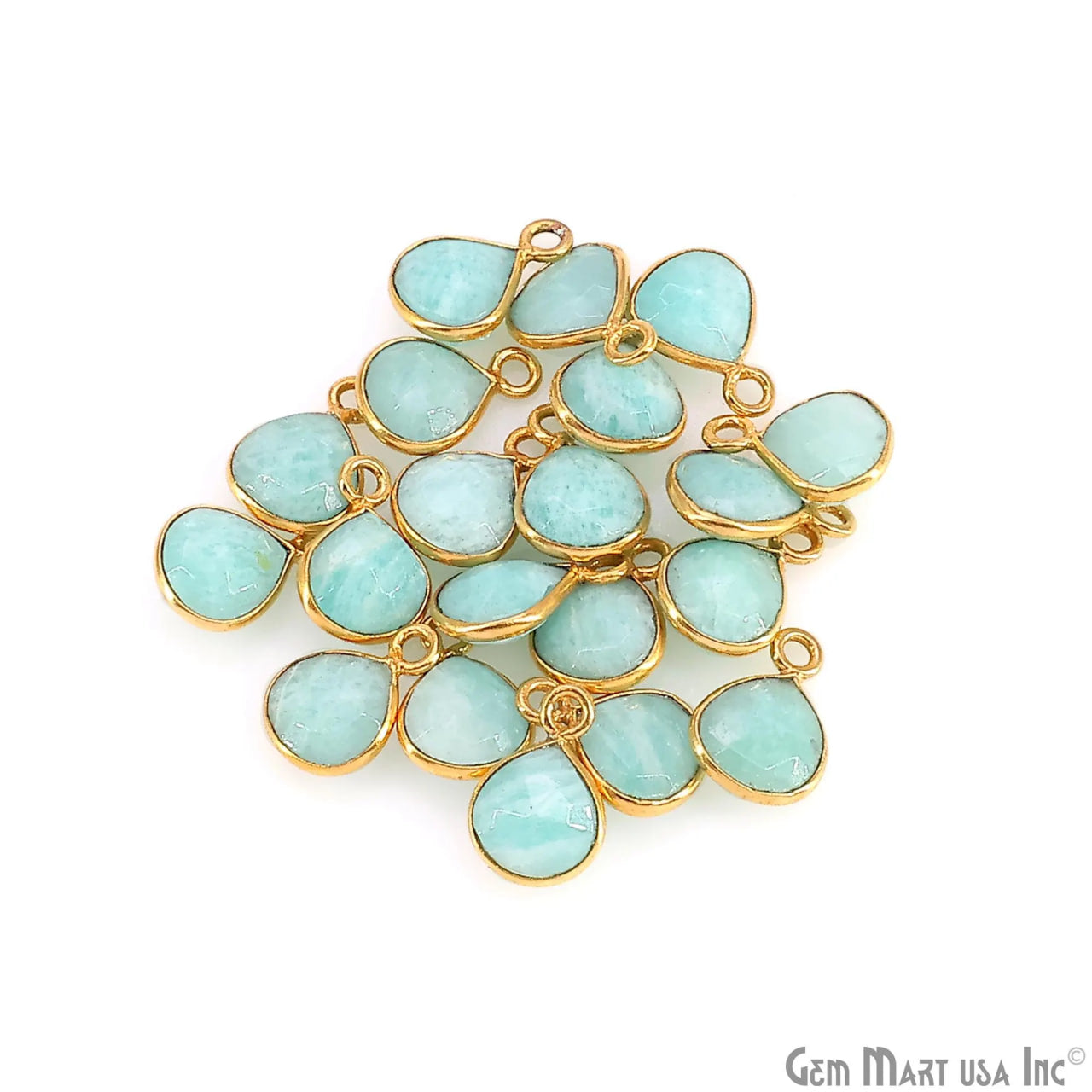 Amazonite Heart 6mm Gold Plated Single Bail Bezel Gemstone Connector