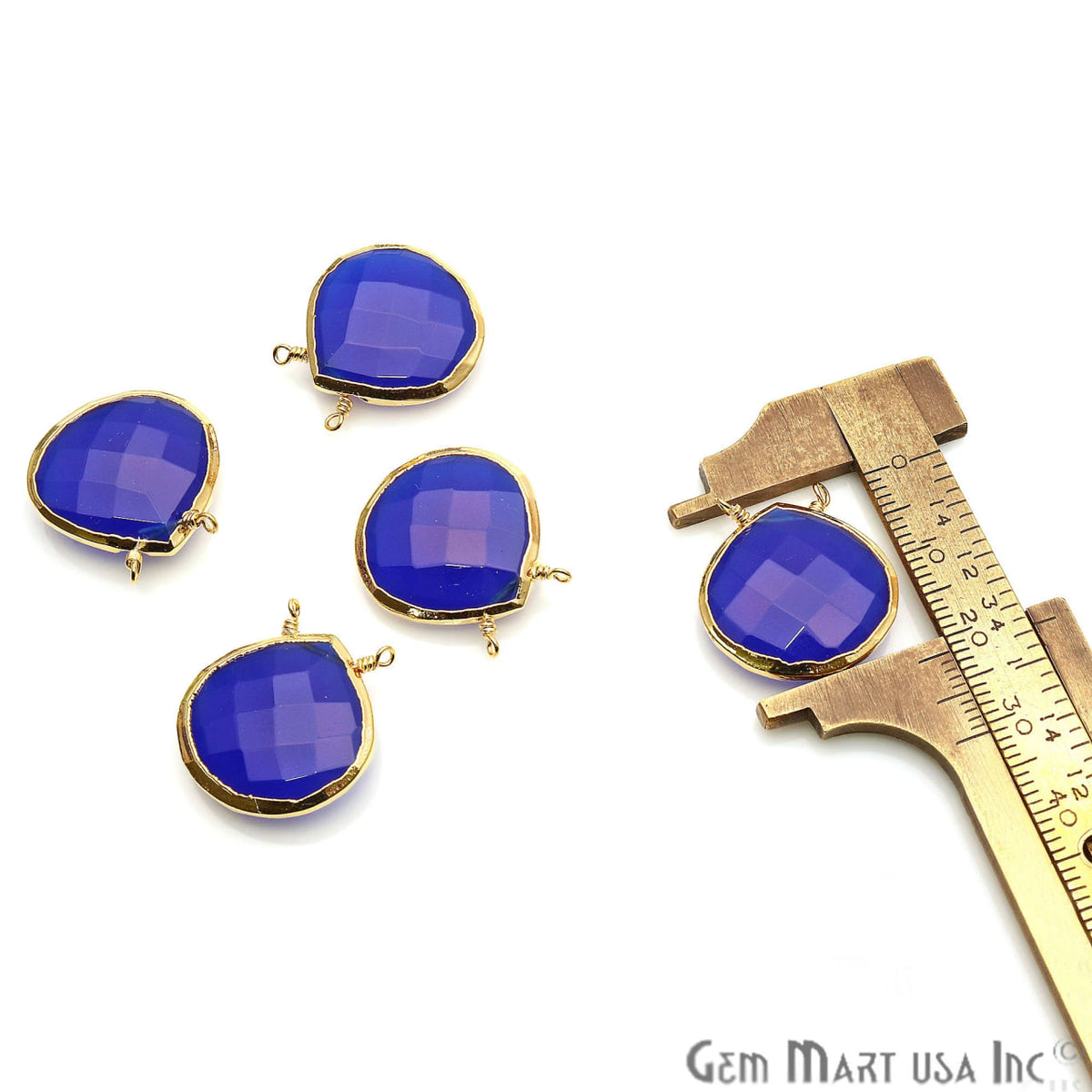 Clearance Gemstone 22x20mm Heart Shape Gold Electroplated Connector