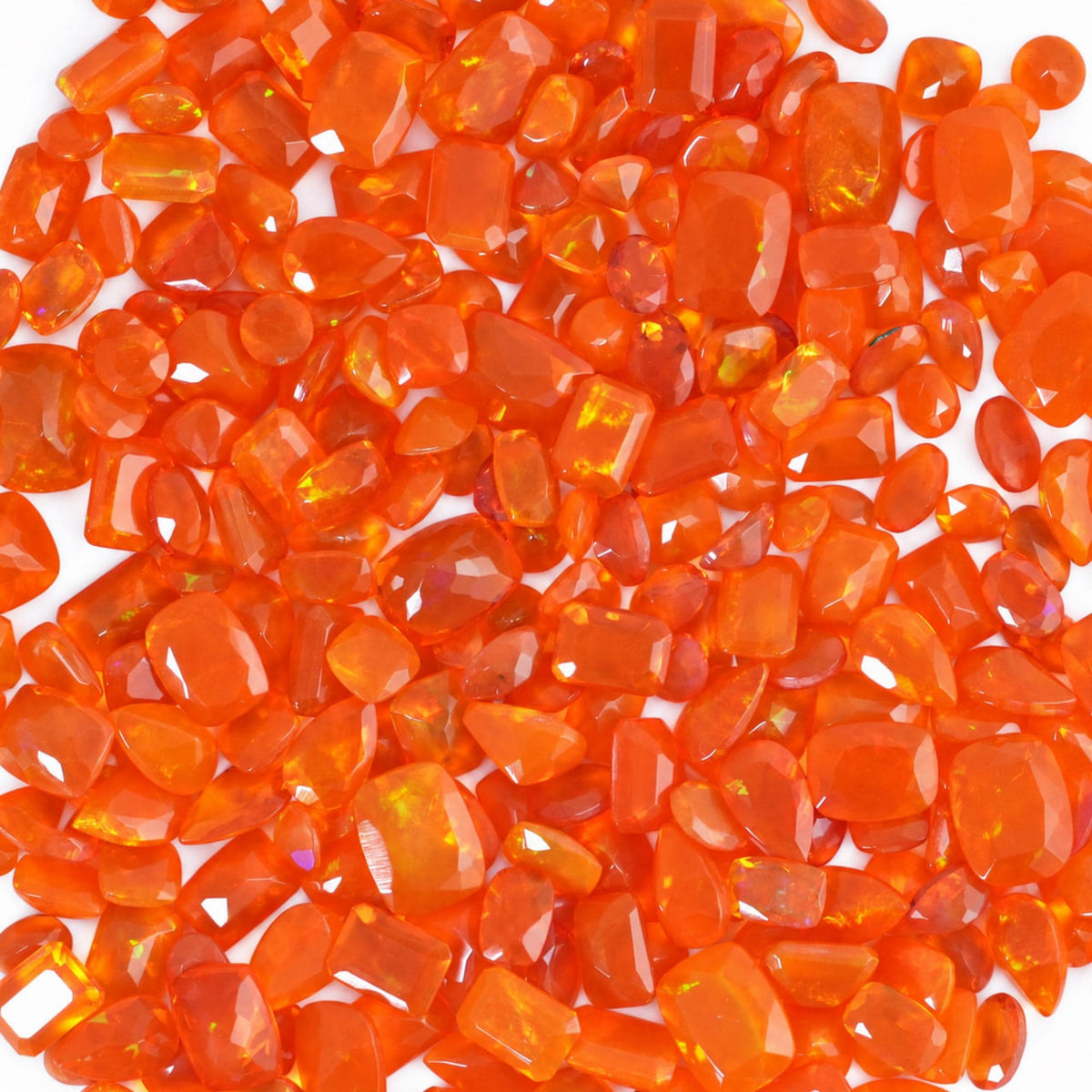 Orange Fire Opal Loose Cut Gemstone Mix, 100% Natural Precious Gems, Faceted Loose Gems, 4-8mm, 5+ Carats