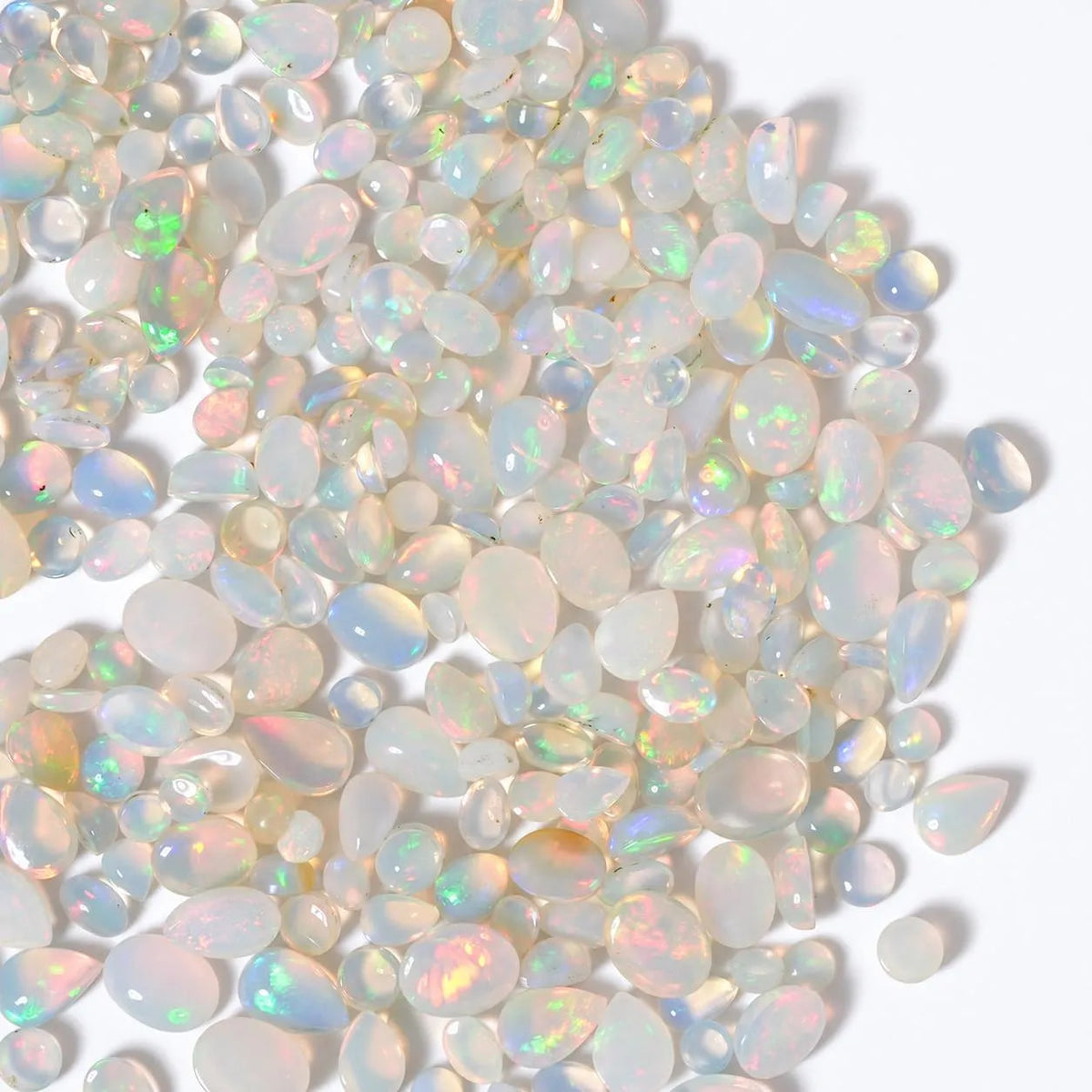 White Opal Cabochon Gemstone Mix, 100% Natural Precious Gems, Mix Shape Faceted Loose Gems, 4-8mm, 5+ Carats
