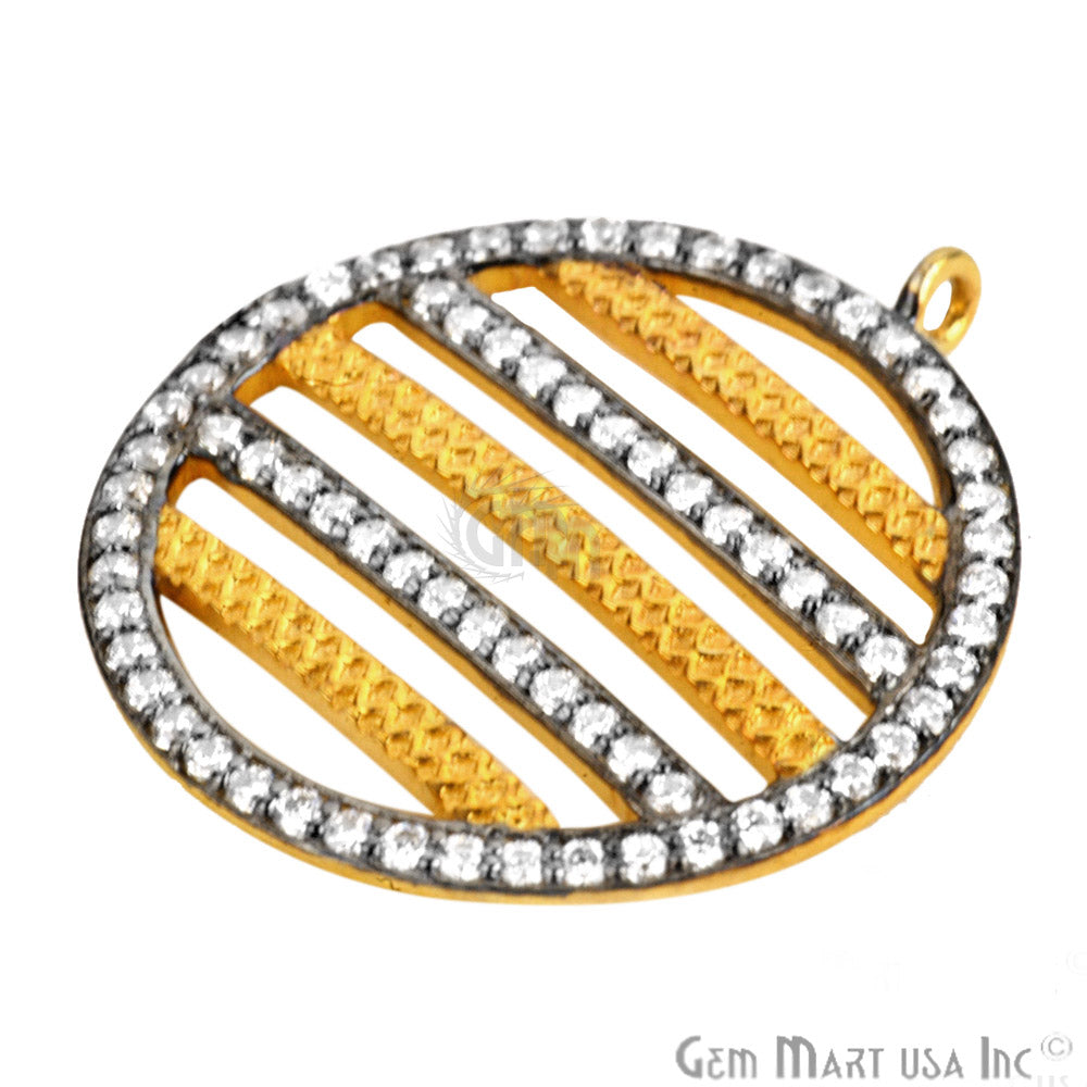 Cubic Zircon Pave Charm Gold Vermeil Charm For Bracelet & Pendants - GemMartUSA