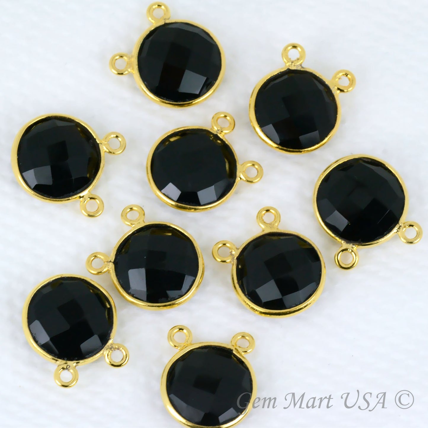 Round 12mm Cat Bail Gold Bezel Gemstone Connector
