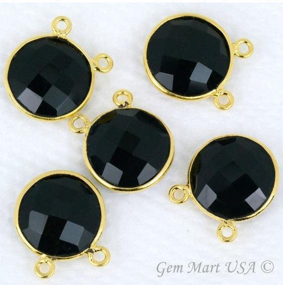 Round 14mm Cat Bail Gold Bezel Gemstone Connector