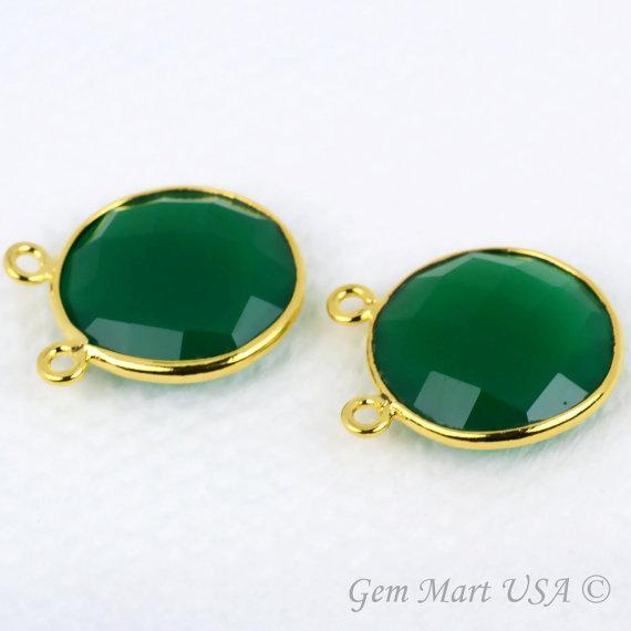 Round 16mm Cat Bail Gold Bezel Gemstone Connector
