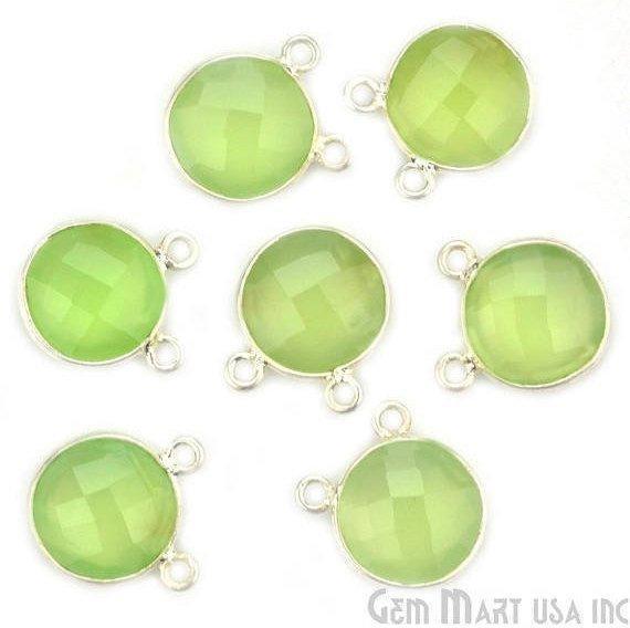 Round 12mm Cat Bail Silver Bezel Gemstone Connector