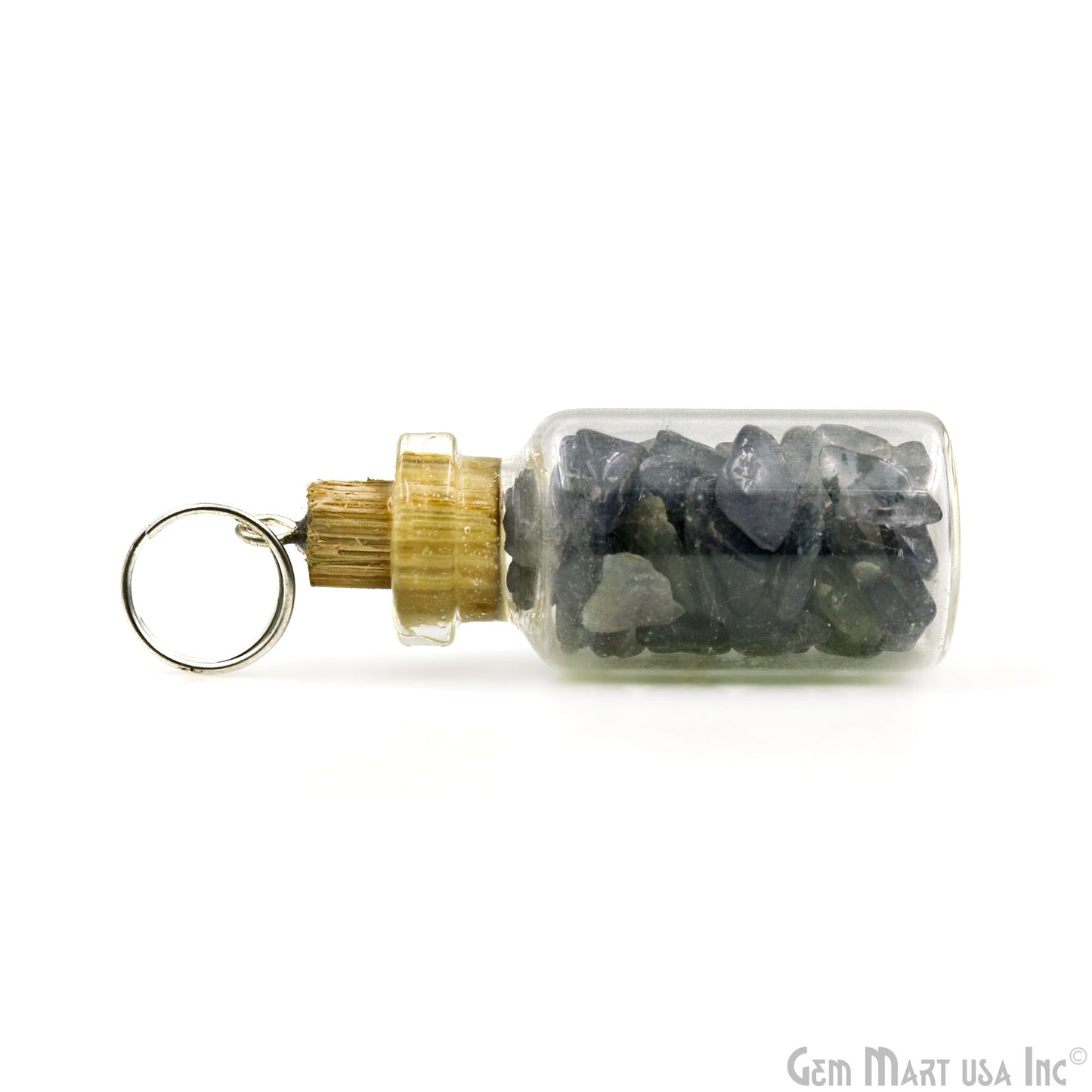 7pc Lot Uncut Chips Bottle Pendant Charms With Silver Plated Top Jump Ring