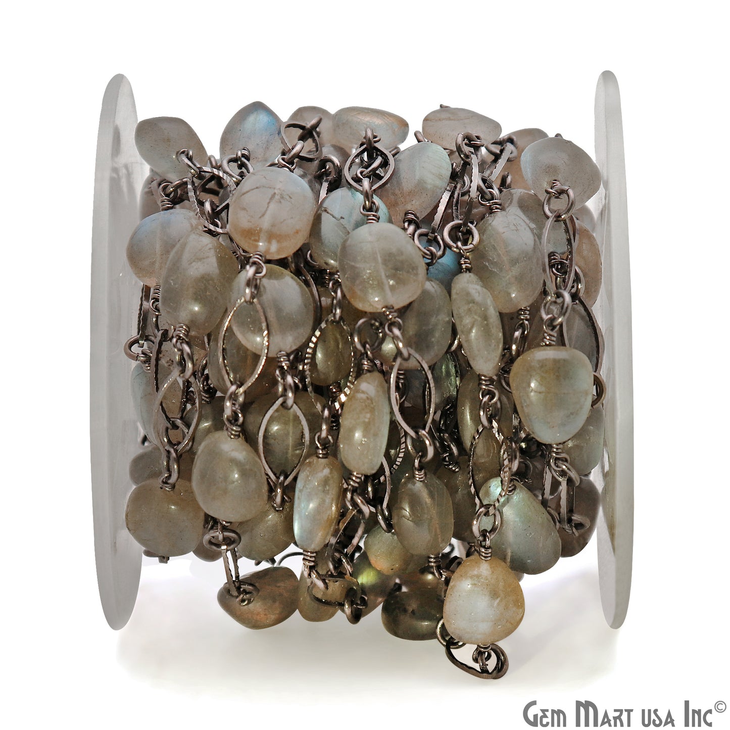 Labradorite With Oxidized Marquise Finding Rosary Chain