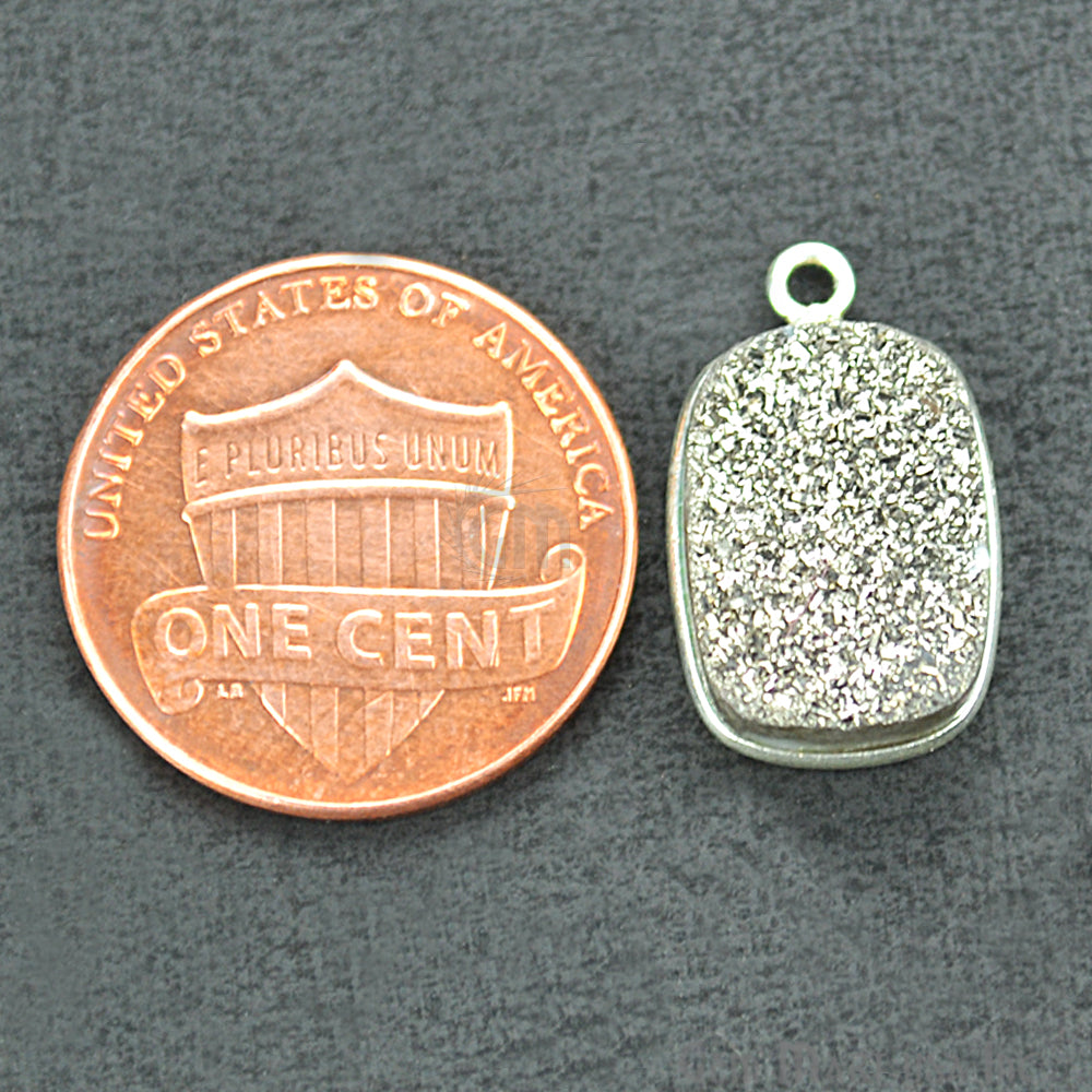 Titanium Platinum Druzy 10x14mm Octagon Connector (Pick Bail,Plating) - GemMartUSA