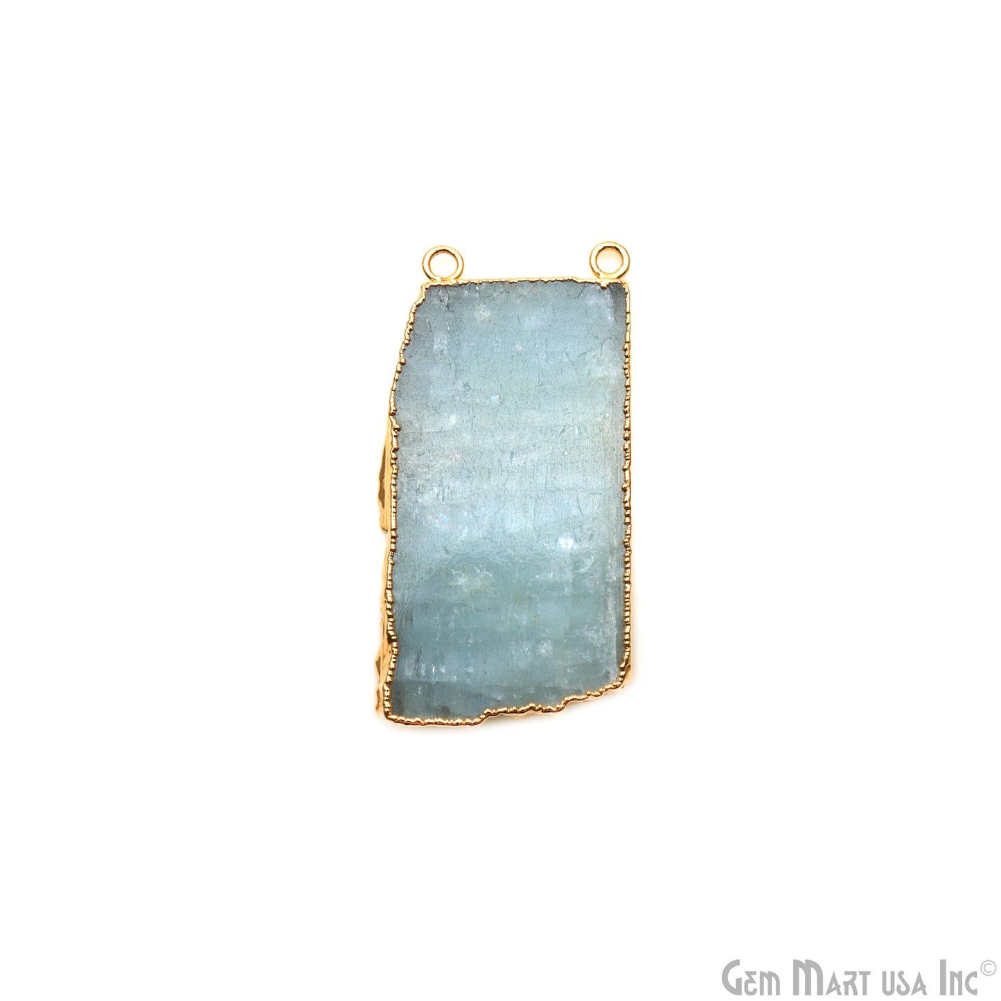 Aquamarine Free Form shape 56x30mm Gold Electroplated Gemstone Cat Bail Connector