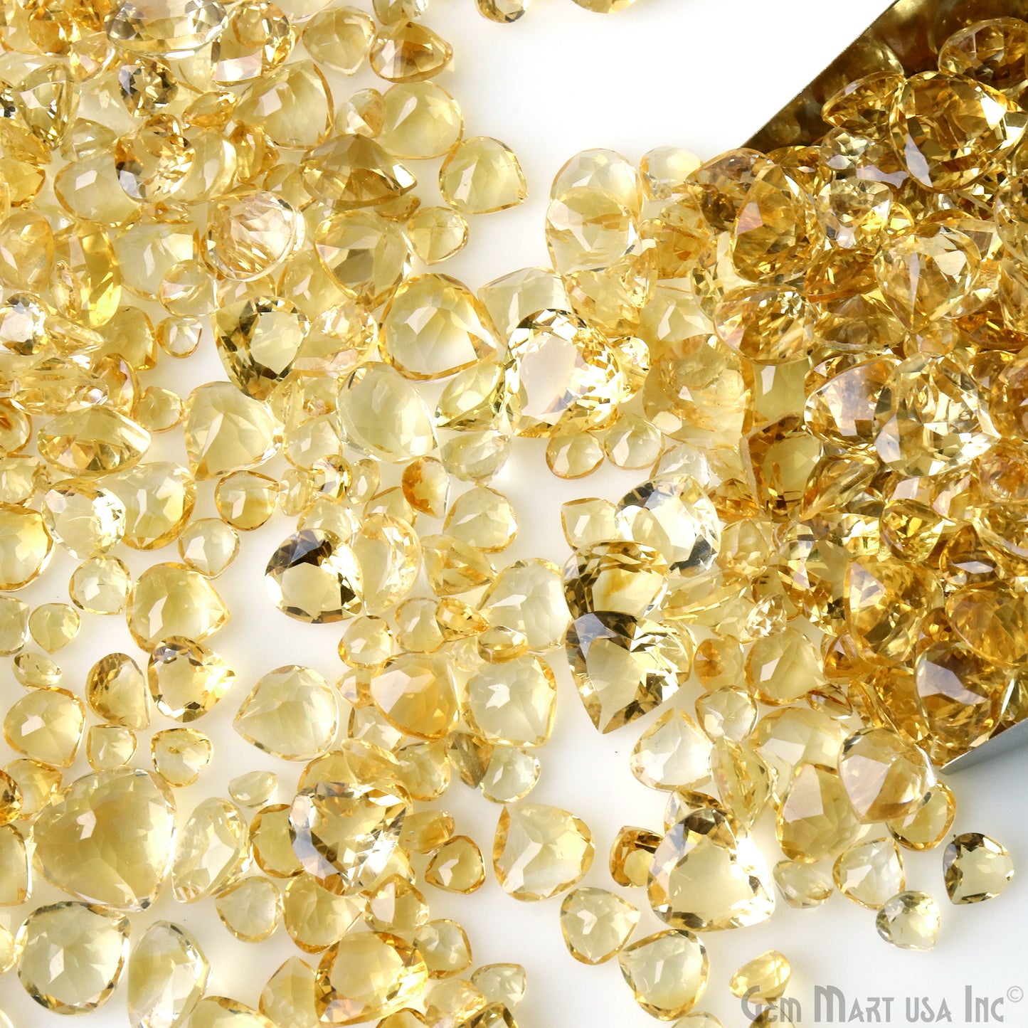 Citrine Wholesale Gemstones, 100% Natural Semi-Precious Gems, Yellow Faceted Loose Gems, 6-12mm, Heart, 100 Carats