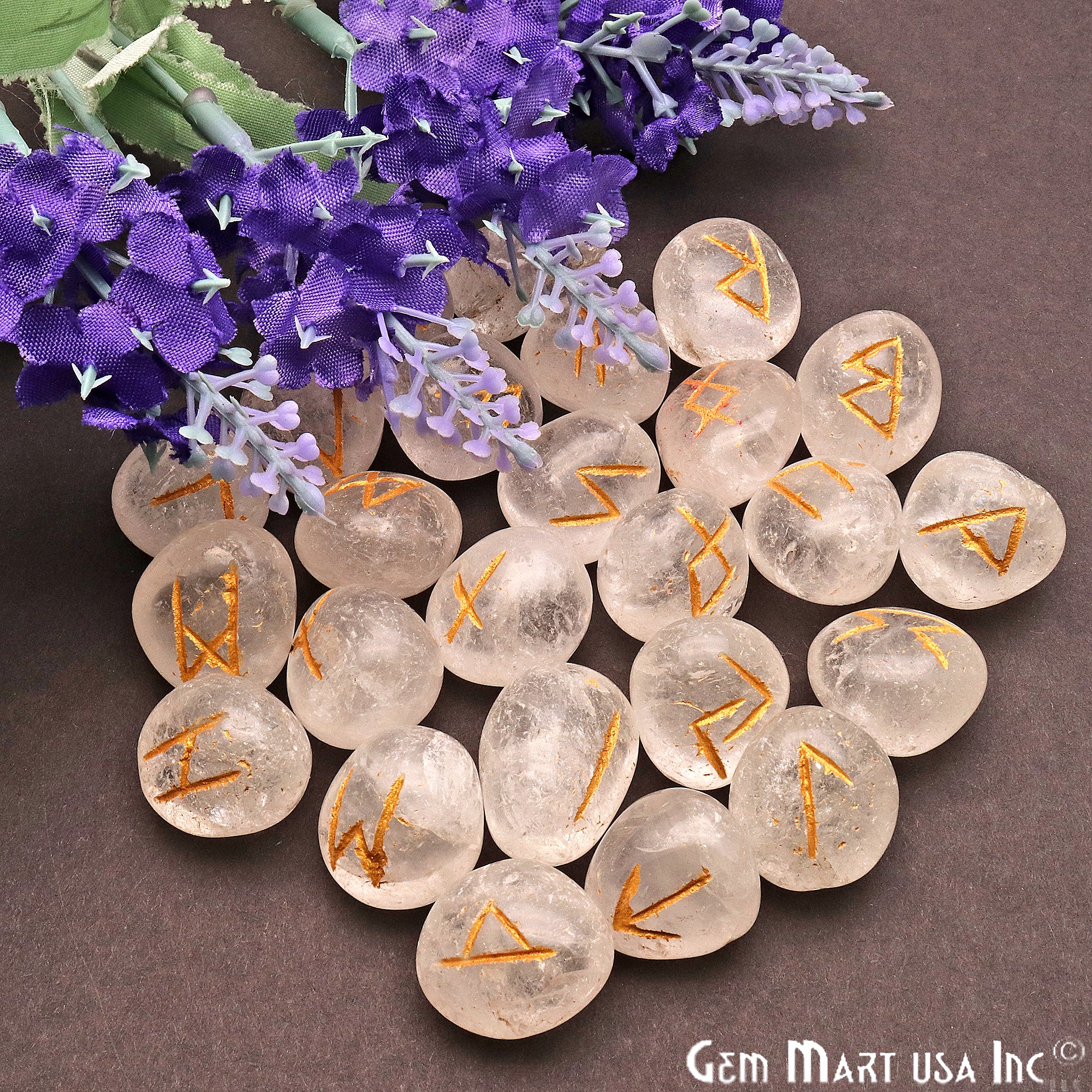 GEMMART USA Rune Stones ite Spiritual Futhark Reiki Symbols Gemstones  25PCS LOT