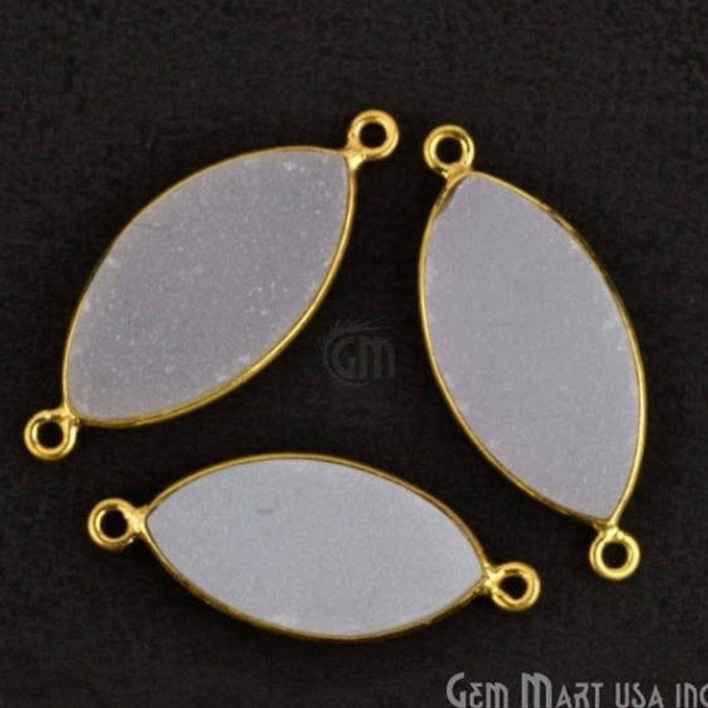 Colored Druzy Marquise 10x20mm Gold Plated Double Bail Connector