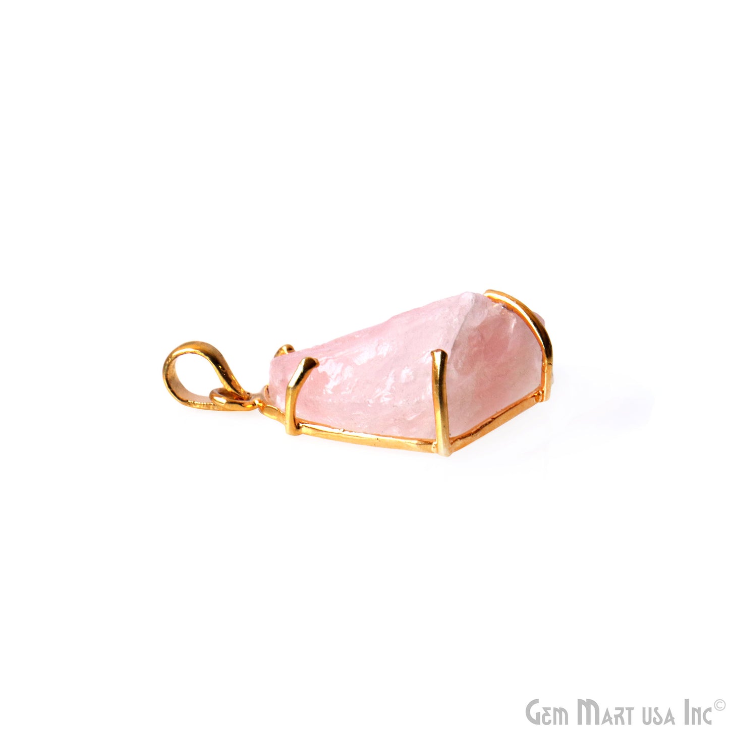 Natural Morganite Organic 34x24mm Gold Plated Prong Setting Single Bail Gemstone Pendant