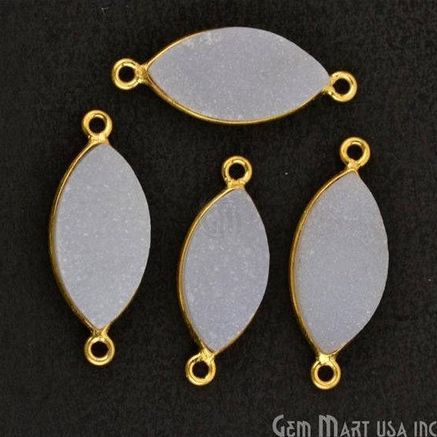 Colored Druzy Marquise 8x16mm Gold Plated Double Bail Link Connector