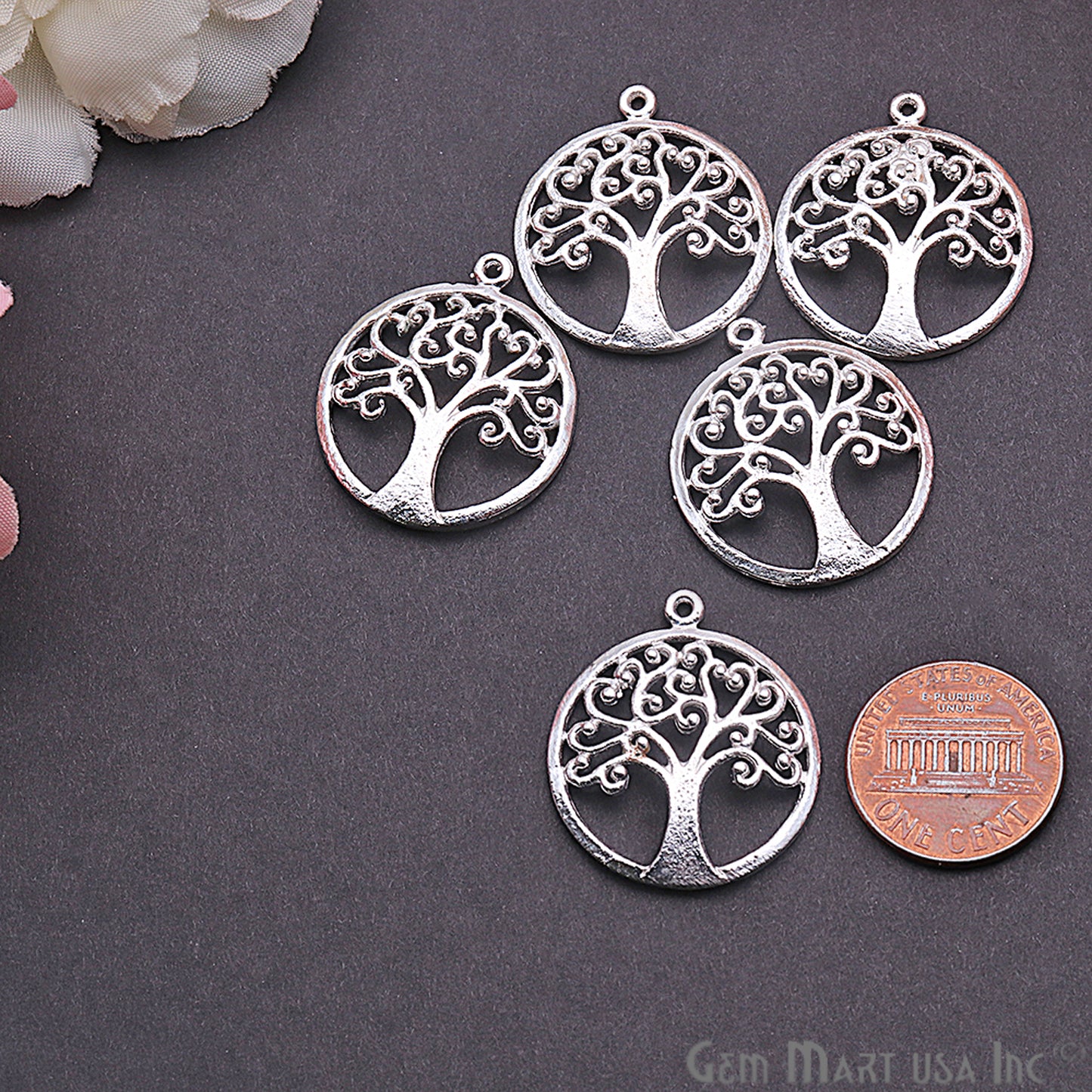 Tree of Life Finding 27x24mm Charm Connector (Pick Your Metal) - GemMartUSA