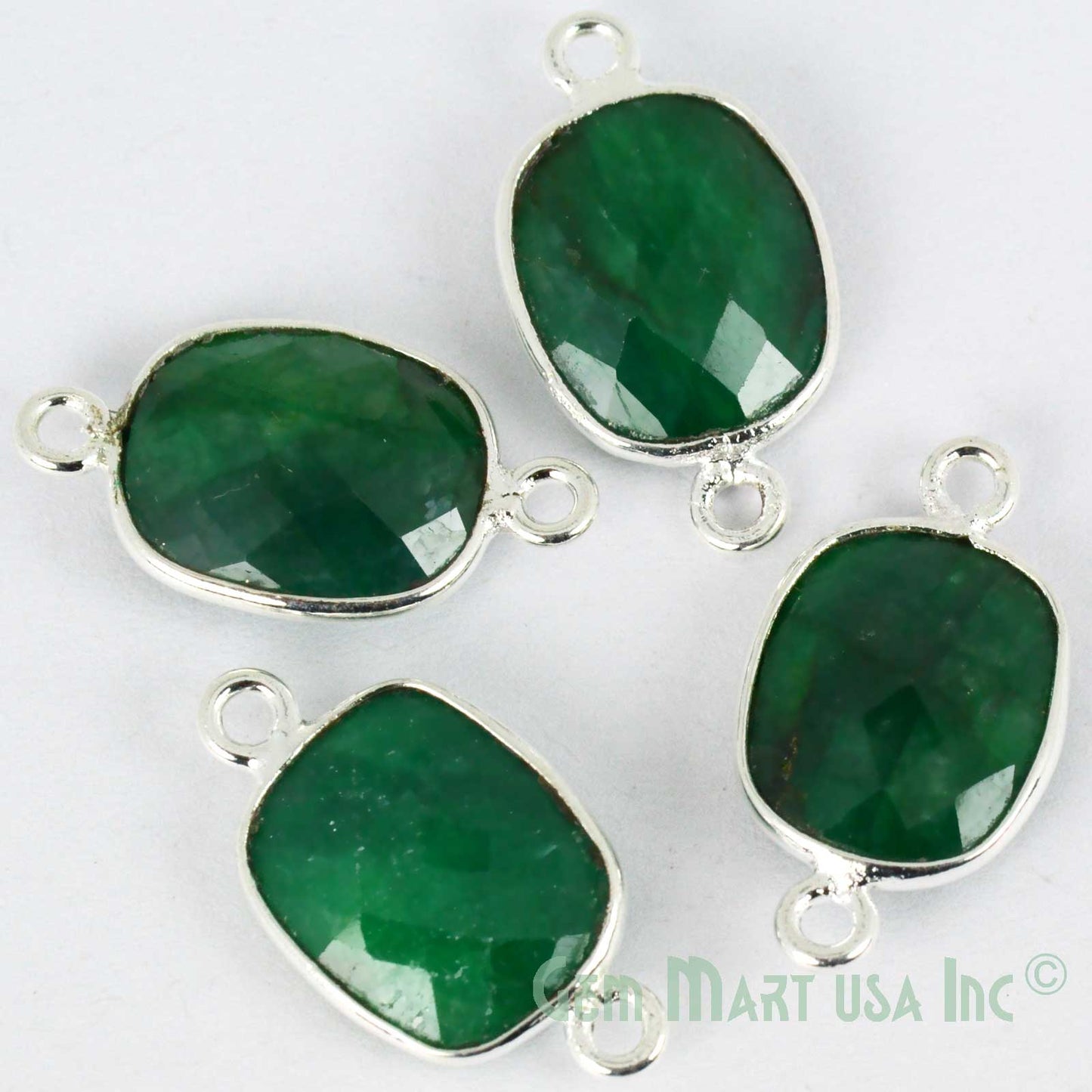 Octagon 12x16mm Double Bail Gemstone Silver Bezel Connector