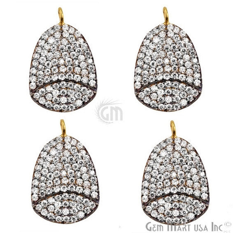 Cubic Zircon Pave 'Fancy Cap' Gold Vermeil Charm For Bracelet & Pendants - GemMartUSA