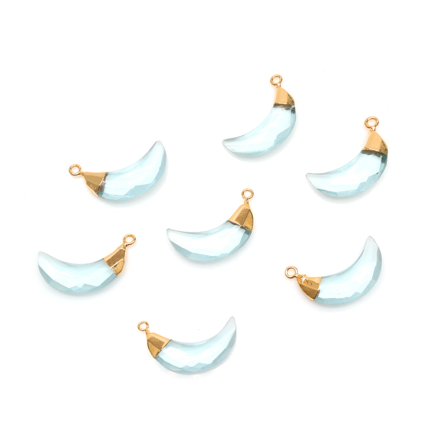 Moon Shape Gemstone Charm 29x9mm Gold Electroplated Single Bail Faceted Gemstone Necklace Pendant