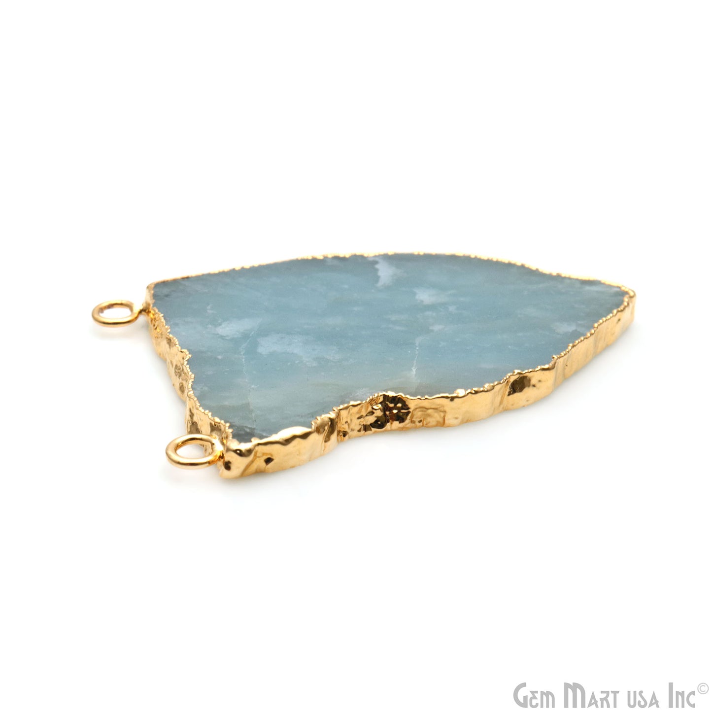 Aquamarine Free Form shape 55x37mm Gold Electroplated Gemstone Cat Bail Connector