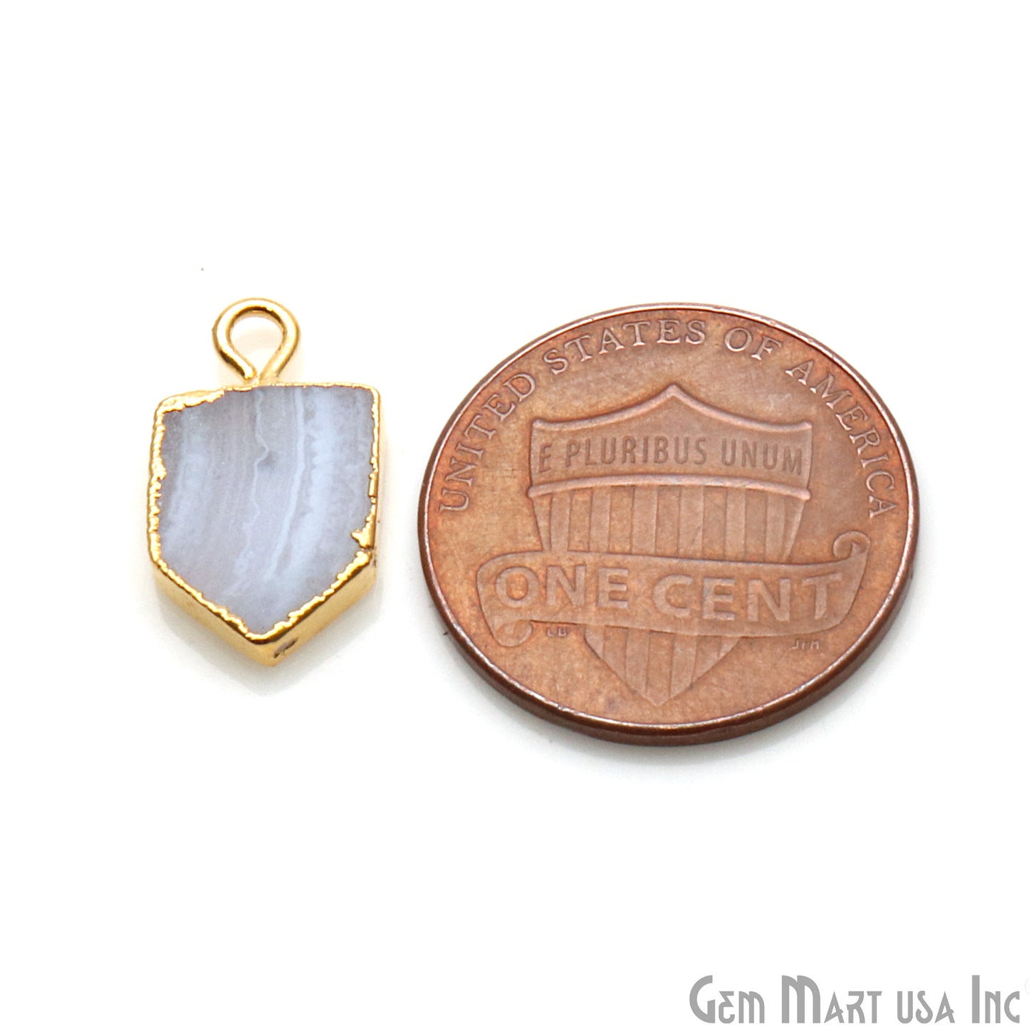 Pentagon Shape 16x9mm Gold Electroplated Gemstone Connector (Pick Stone) - GemMartUSA