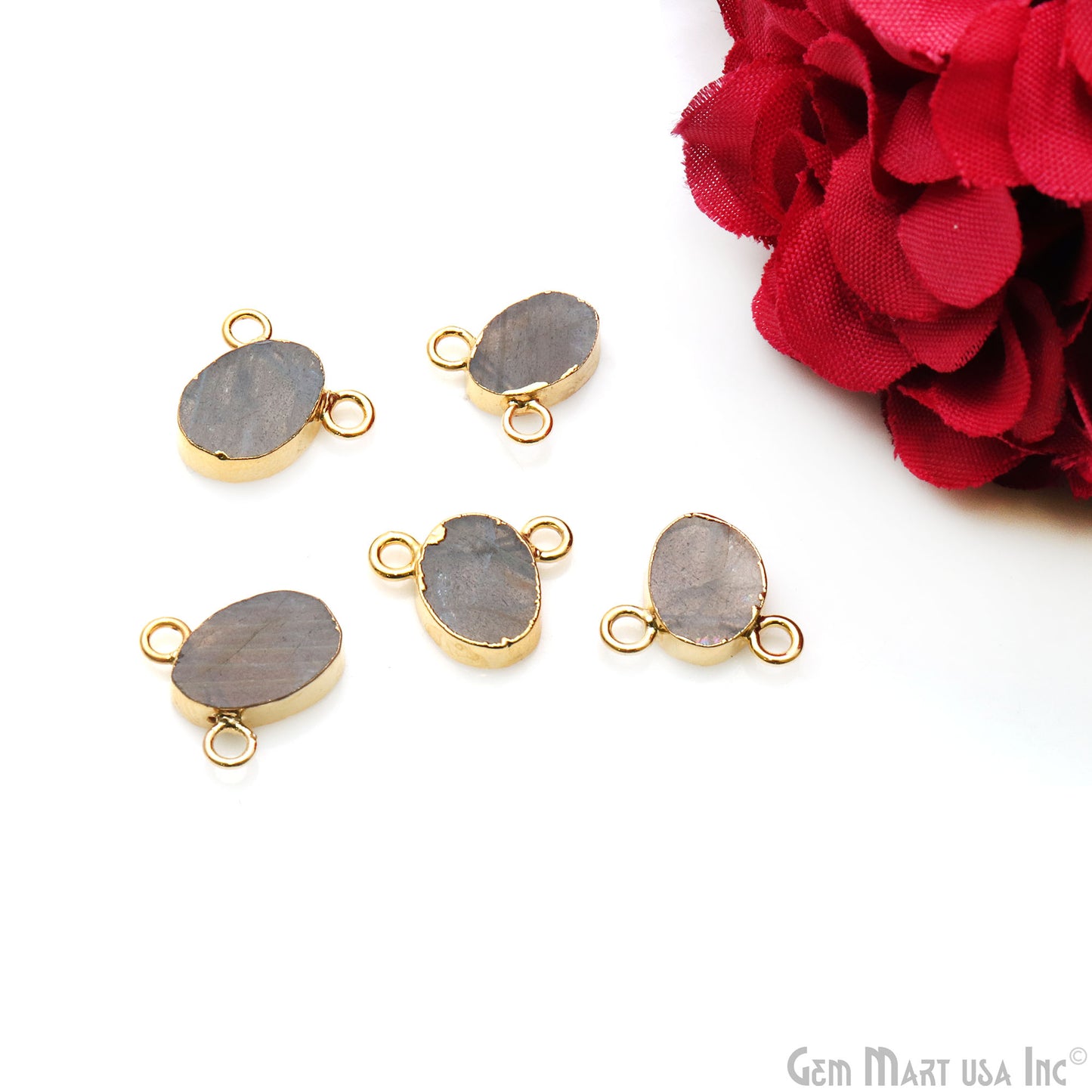 Labradorite Free Form Shape 13x11mm Gold Electroplated Connector