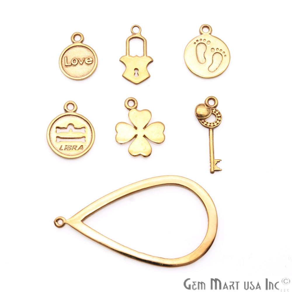 Love Print Round Shape Gold Plated Finding Connector - GemMartUSA