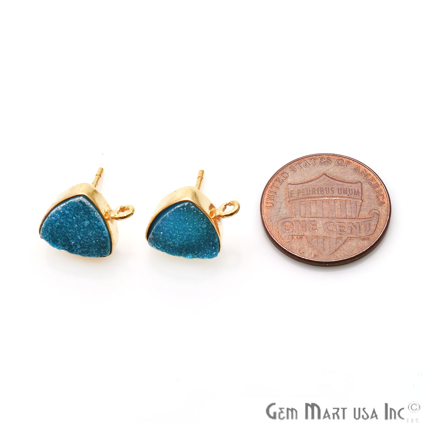 DIY Color Druzy Trillion 10mm Single Bail Connector Stud Earring (Pick Color) - GemMartUSA
