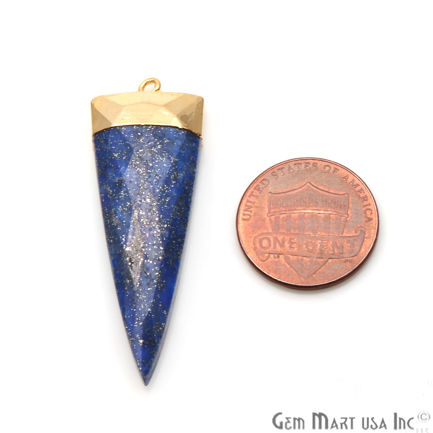 Gemstone Trillion 45x15mm Gold Electroplated Single Bail Connector (Pick Stone) - GemMartUSA