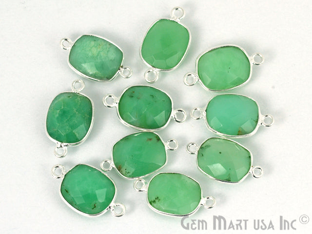 Clearance Sale Octagon 10x12mm Double Bail Gemstone Silver Bezel Connector