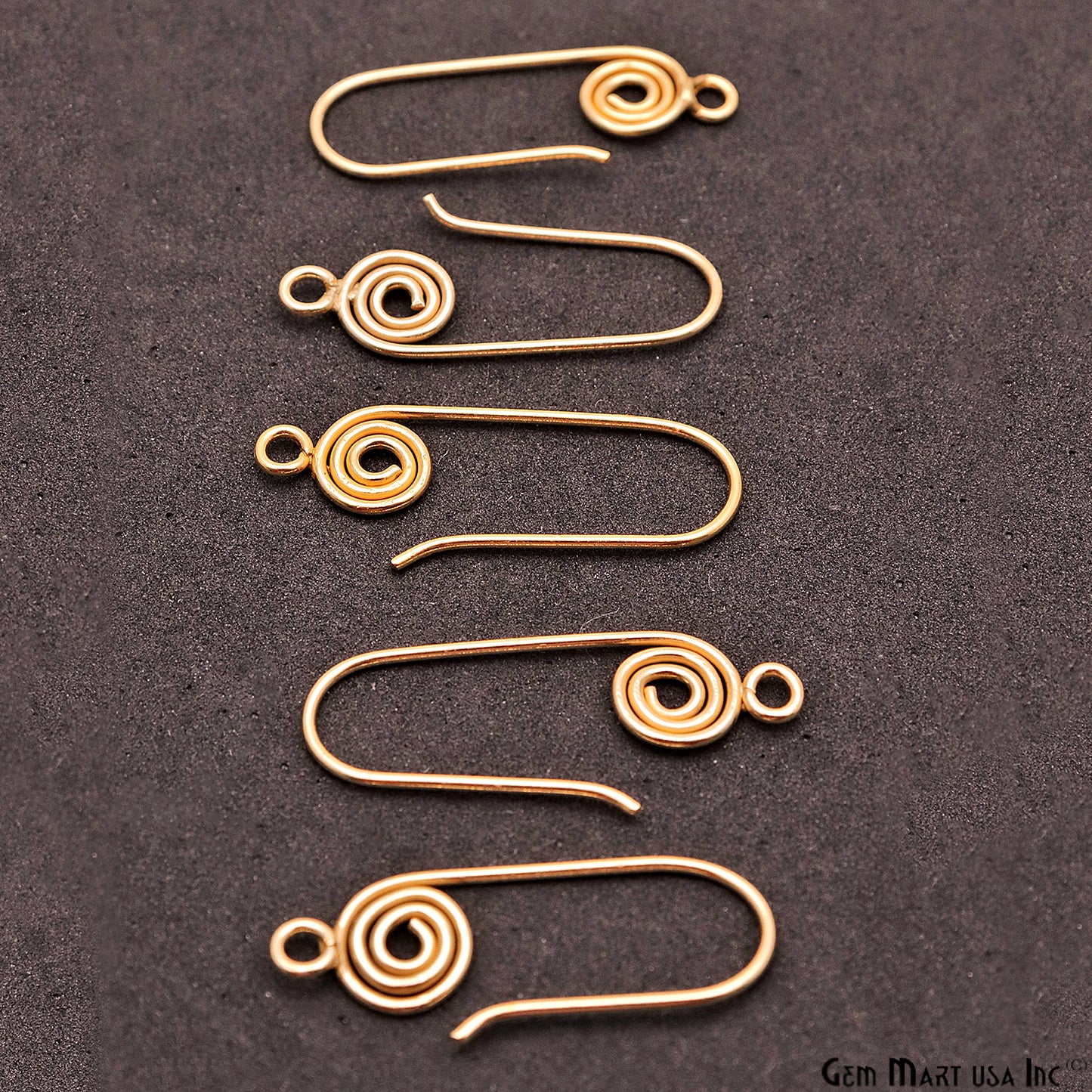 5pc Lot Of Earring Spiral Hook Finding Gold Plated Earring Supplies - GemMartUSA