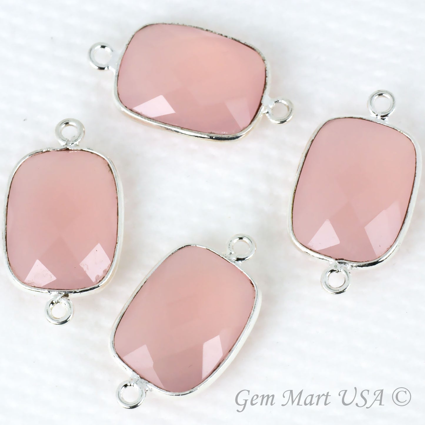 Octagon 12x16mm Double Bail Gemstone Silver Bezel Connector