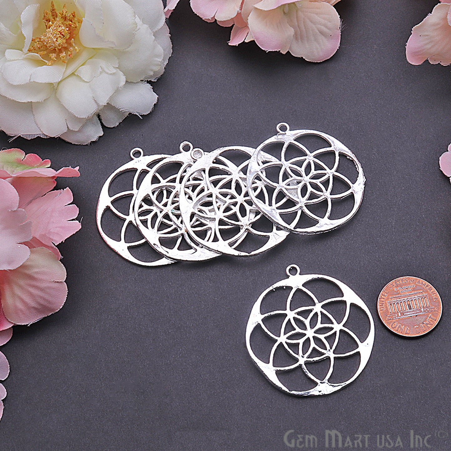 Crystal Grid 40x37mm Chandelier Finding Charm Connector (Pick Your Metal) - GemMartUSA