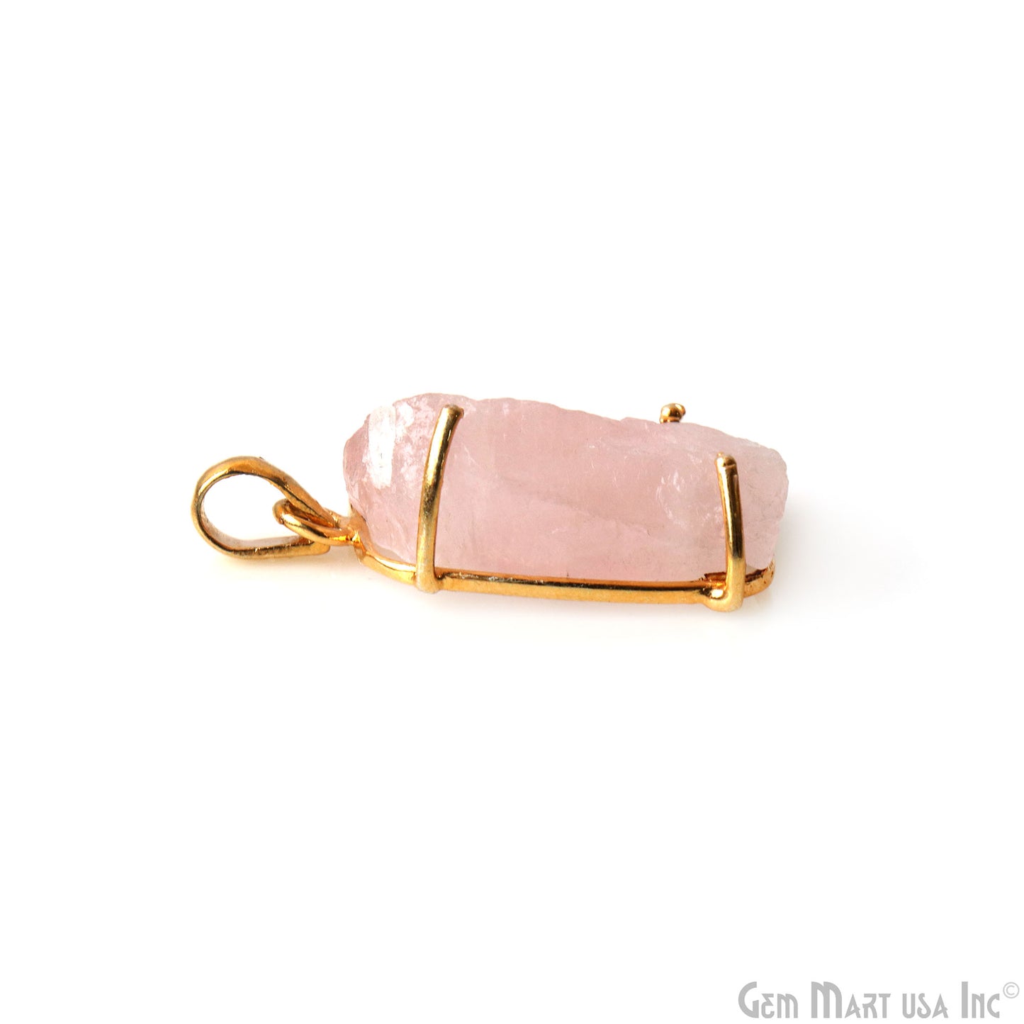 Natural Morganite Organic 29x18mm Gold Plated Prong Setting Single Bail Gemstone Pendant