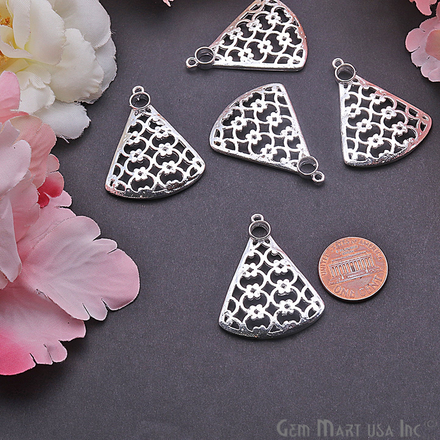 Triangular Gold Charm 36x28mm Finding Connector (Pick Your Metal) - GemMartUSA