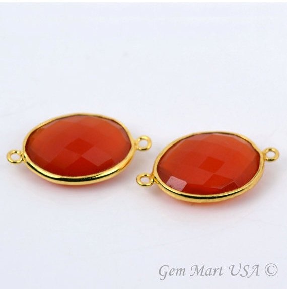 Oval 15x20mm Double Bail Gold Bezel Gemstone Connector