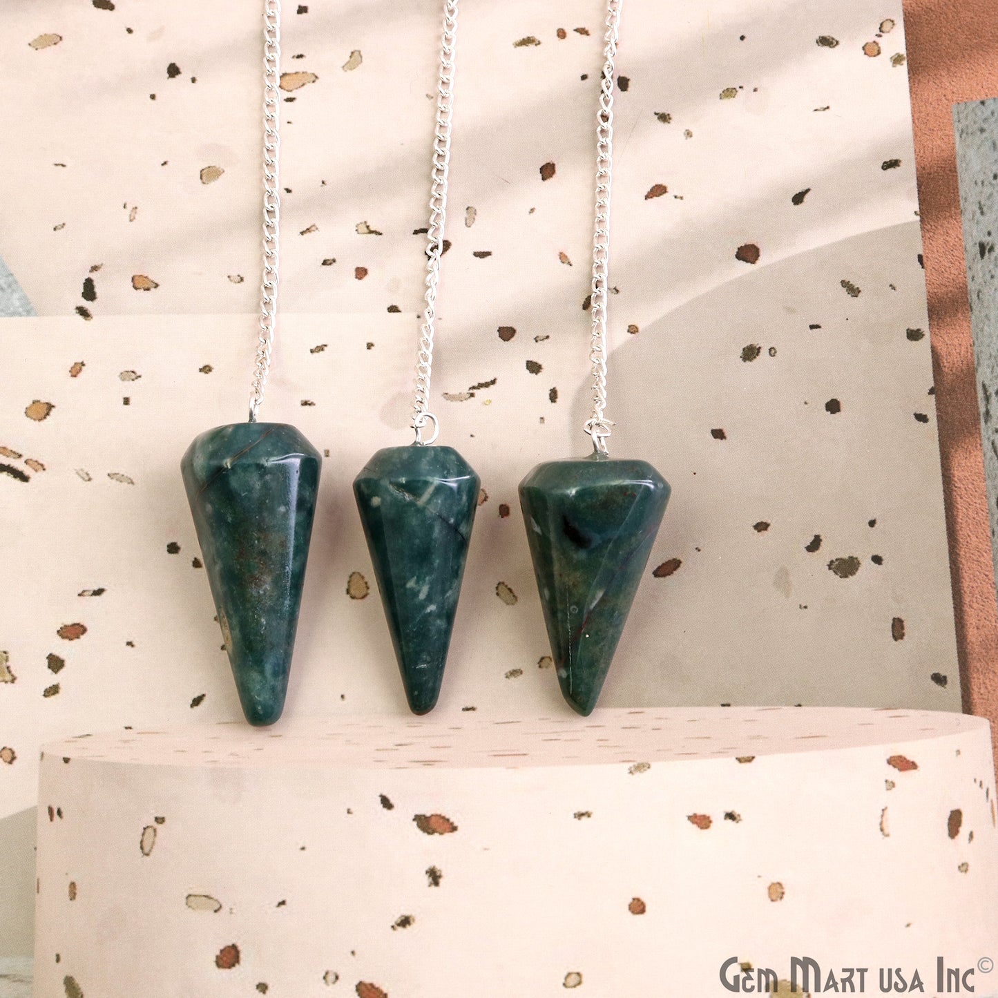 Smooth Pendulum, Healing Pendant, Dowsing Pointed Pendulum Pendant, Silver Plated Chain, faceted dowser pendulum 44X16MM