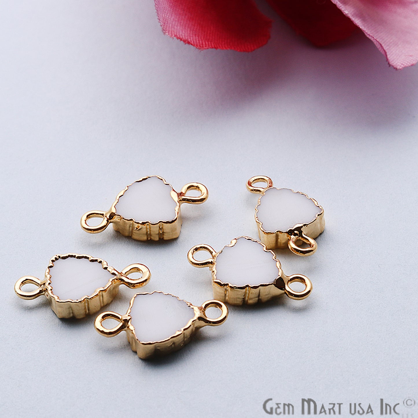 Trillion 8mm Gemstone Zig Zag Gold Edged Connector (Pick Gemstone, Bail) - GemMartUSA