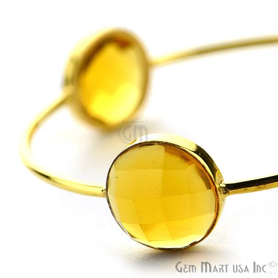 Citrine 14mm Round Shape Gold Plated Stacking Bangle Bracelet - GemMartUSA