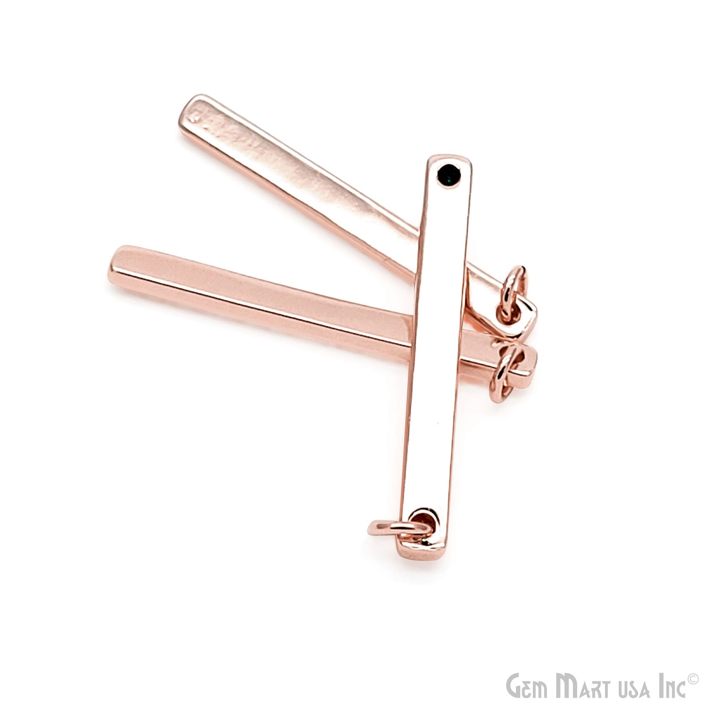 Emerald Bead Rectangle Bar Pendant 32x3mm May Birthstone Gemstone Charm