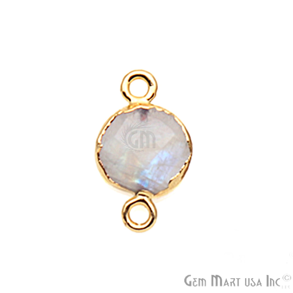 Rainbow Moonstone 10mm Round Gold Electroplated Gemstone Connector (Pick Bail & Lot Size) - GemMartUSA