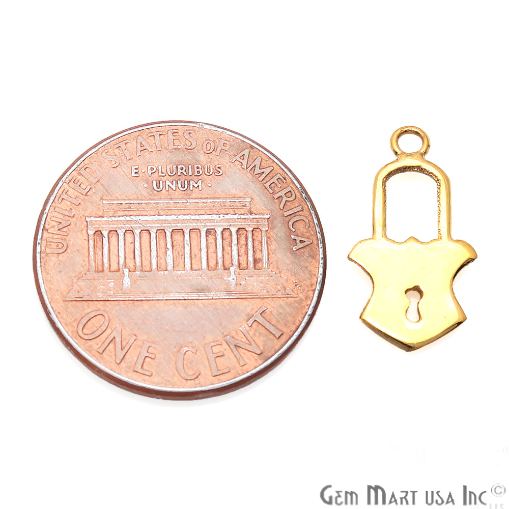Lock Shape Gold Plated 16x8mm Finding Charm Connector - GemMartUSA