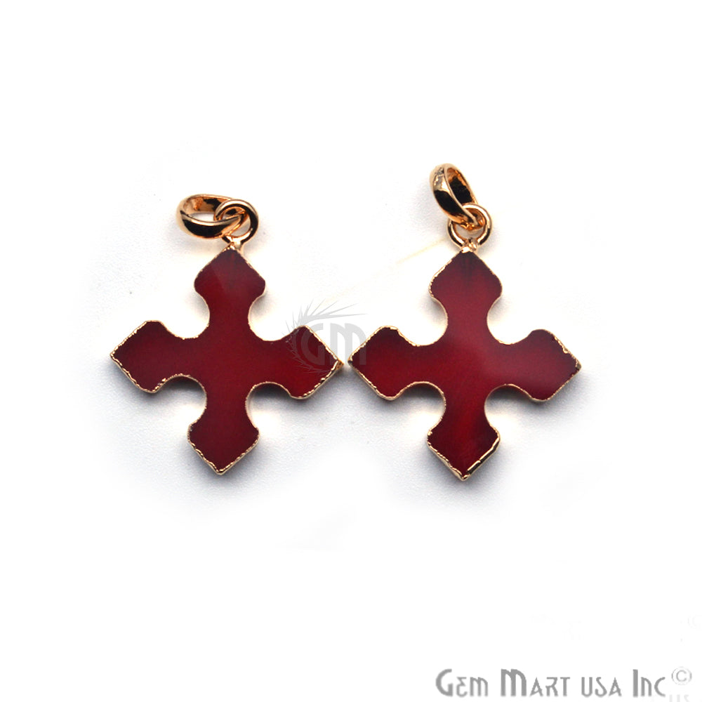 Gold Plated Gemstone 29x25mm Medieval Cross Shape Pendant (Pick Gemstone) - GemMartUSA