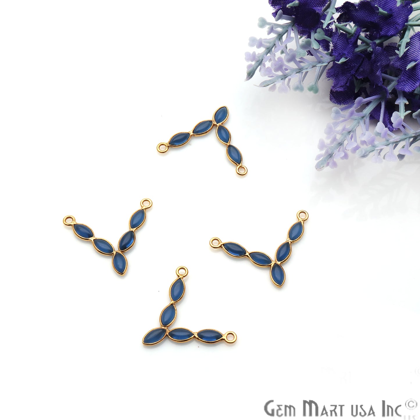 DIY Iolite 22x19mm Gold Plated Chandelier Finding Component - GemMartUSA