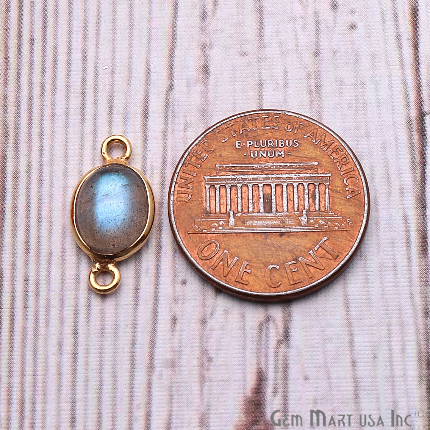 Labradorite Gemstone Cabochon 7x9mm Oval Shaped Connector (Pick Your Bail) - GemMartUSA