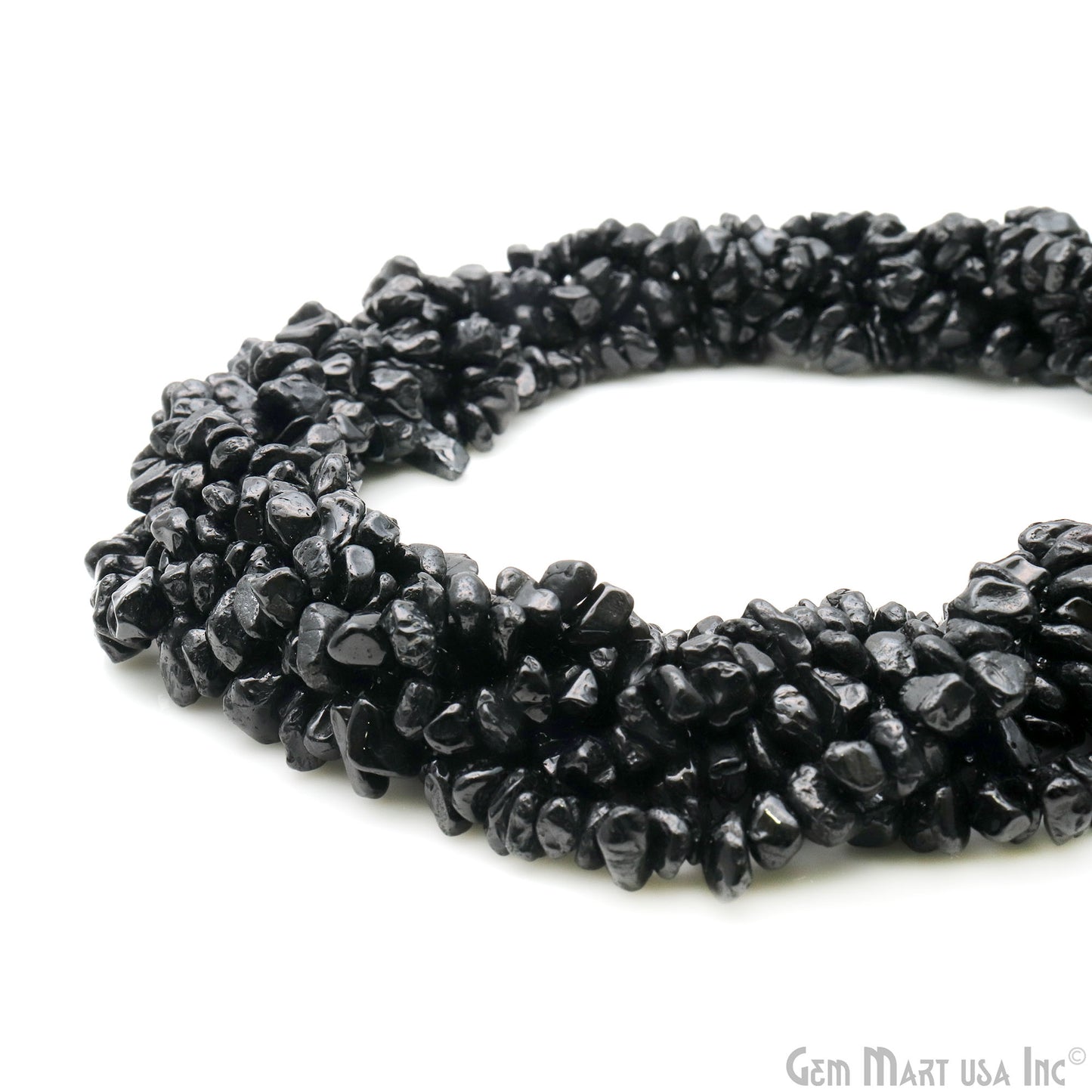 Black Spinel Chip Beads, 34 Inch, Natural Chip Strands, Drilled Strung Nugget Beads, 7-10mm, Polished, GemmartUSA (CHSB-70004)