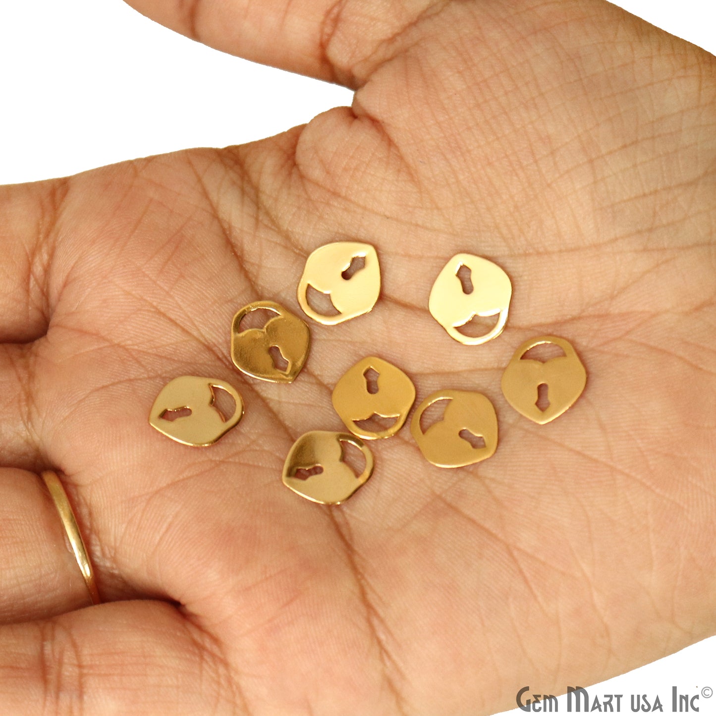 Heart Lock Shape Charm Laser Finding Gold Plated 9.6x11mm Charm For Bracelets & Pendants