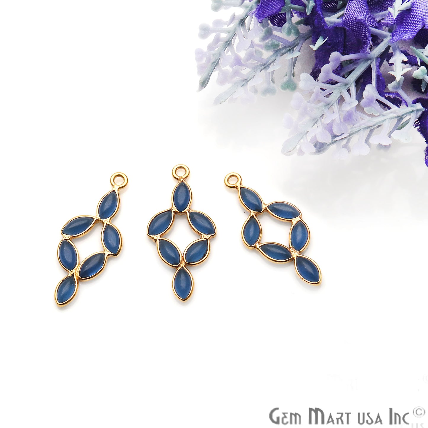 DIY Iolite 25x13mm Gold Plated Chandelier Finding Component - GemMartUSA